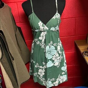 Roxy Green Teal , light blue and White Floral Dress